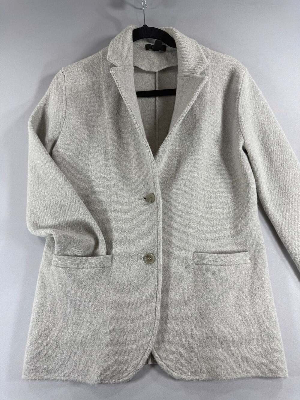 J.Crew Grey Knit Blazer Sweater Jacket Size Small 100% merino wool #fallwomensja